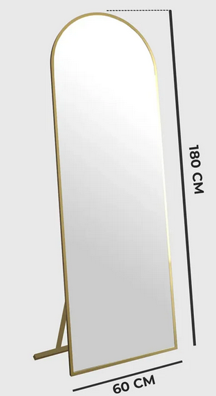 Oval Metal Çerçeveli Ayaklı Influencer Boy Aynası 180x60 Cm Görsel 3